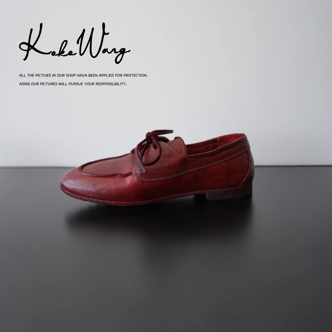 KOKO WANG秋冬新款明线系带复古马皮舒适百搭乐福鞋 X1215G23X28