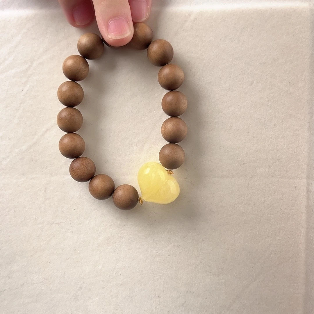 蜜蜡18K金镶嵌手链