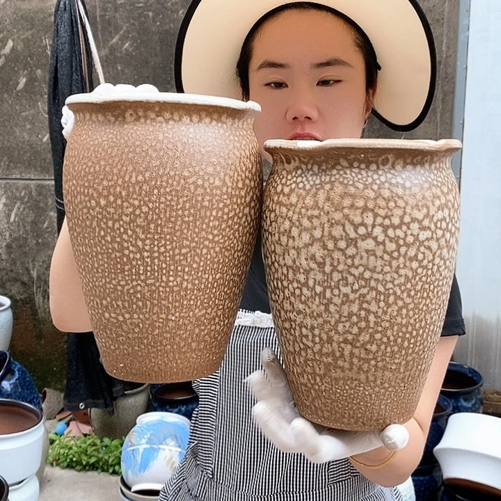 紫砂花盆瑕疵口17高24