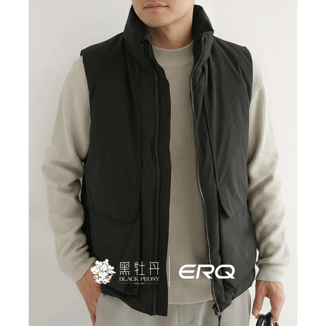 ERQ[工装90绒马甲]冬季加厚男士宽松户外保暖羽绒马甲立领保温