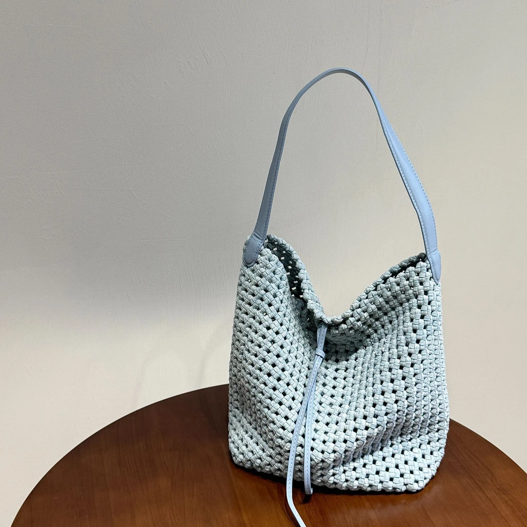 【安子溪】2025初秋小众时尚复古镂空水桶包重工编织腋下包（8645）大