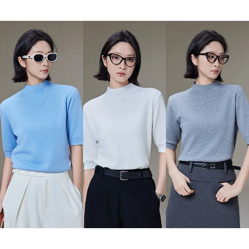 美洋MEIYANG 蜡笔针织衫【商场同款】 至简静奢百搭气质中高领上衣U