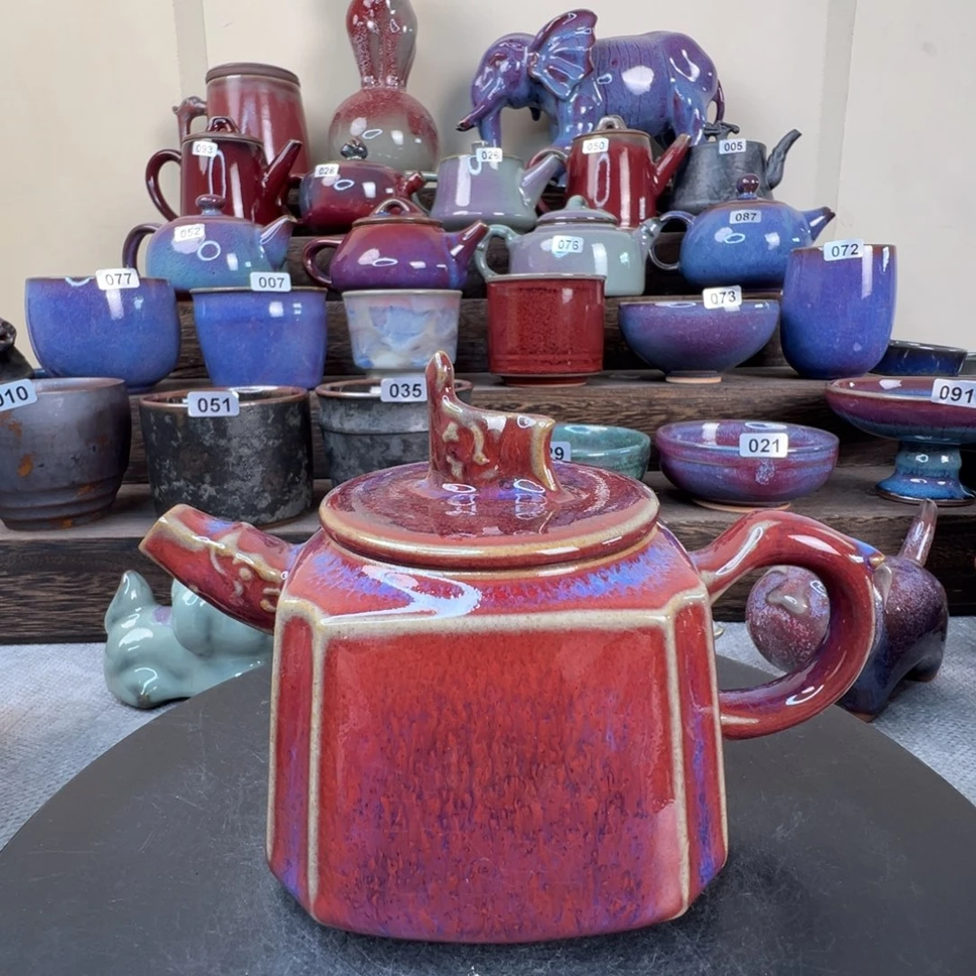 橘色四方党旗茶壶一把微瑕特价不调不退满容240ml