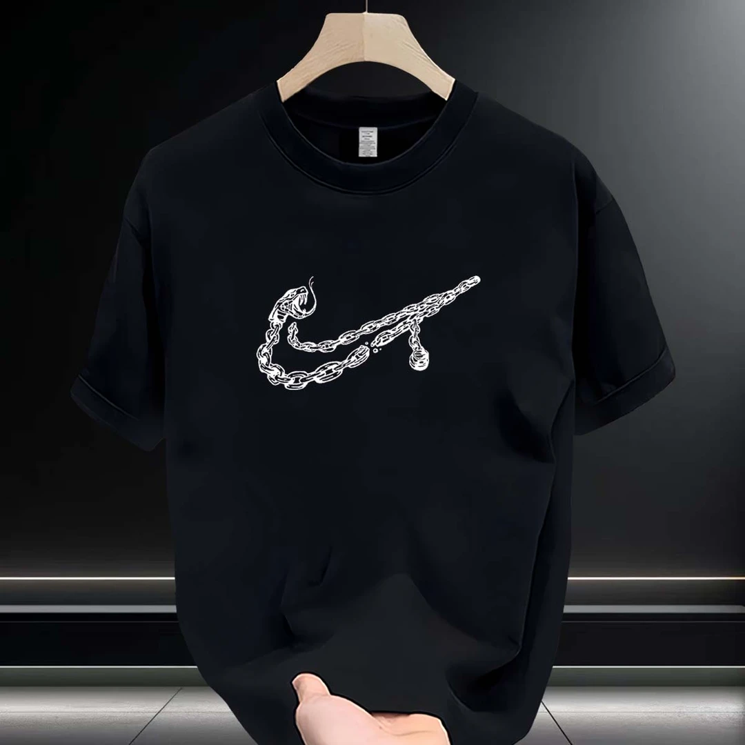 潮牌高级感男装ins轻奢短袖t恤夏季2025新款大码时尚半袖圆领上衣