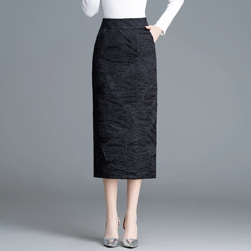 2025春季气质A字秋冬半身裙90972包臀裙高腰裙子半裙显瘦中长款