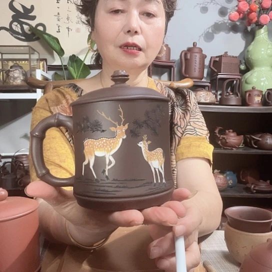 紫泥茶杯原矿紫砂精品