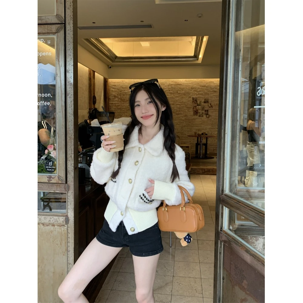 圈圈呢翻领羊毛收腰小香风夹克短外套女秋冬短款小个子穿搭上衣潮