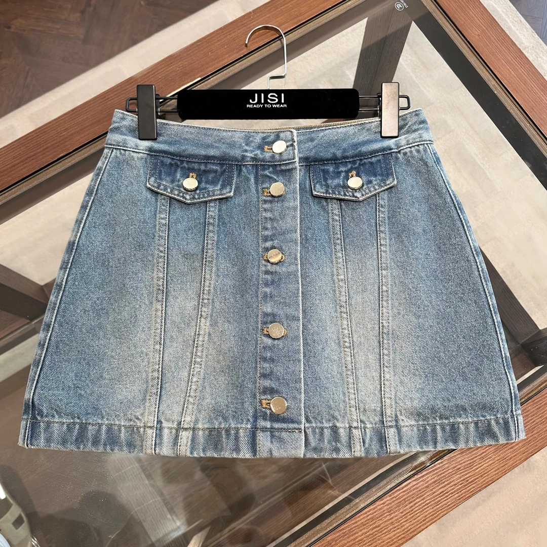 JISI 金标水洗高腰牛仔半裙-DQ24648
