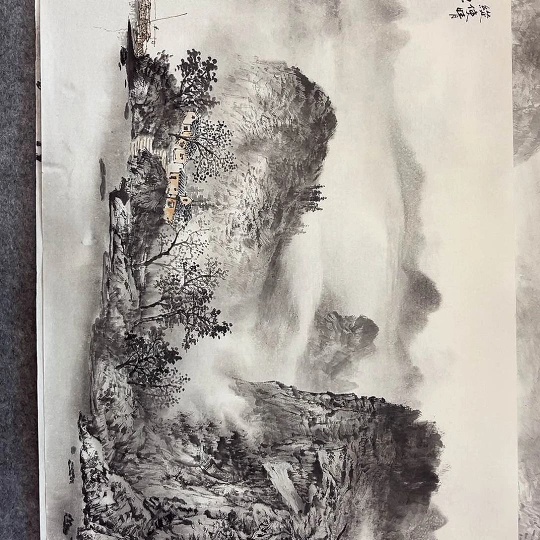 国画我****鱼山水画作品欣赏
