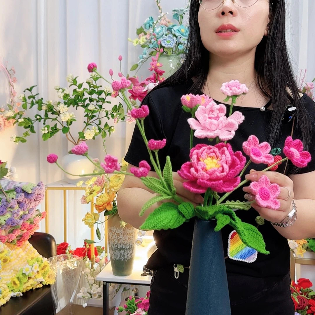 莱赛尔纤维棉手工钩织花束