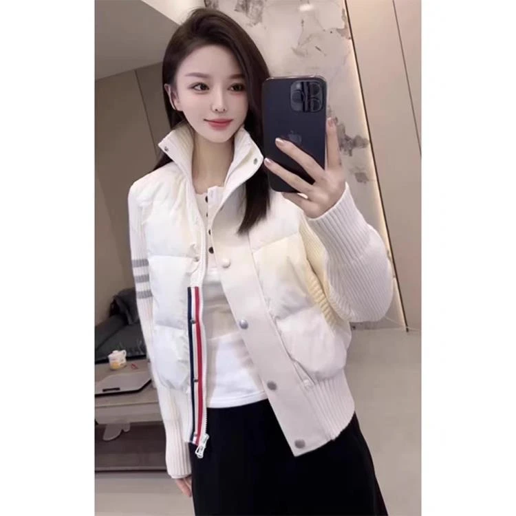 2024年新款拼接毛衣女韩版宽松女棉服毛衣外套女装爆款棉衣外套女