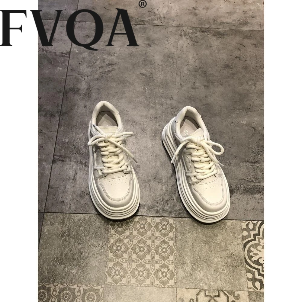FVQA厚底小白鞋女2025年新款韩版时尚圆头松糕轻便细带休闲小白鞋