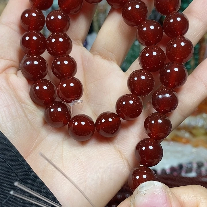 玛瑙/玉髓未镶嵌珠宝半成品A级红玛瑙卡12mm