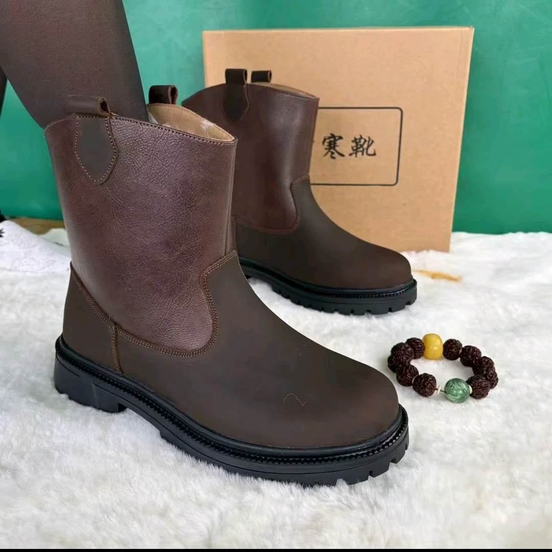 8088强大中筒棕红色牛皮蒙古靴（ 标准码）