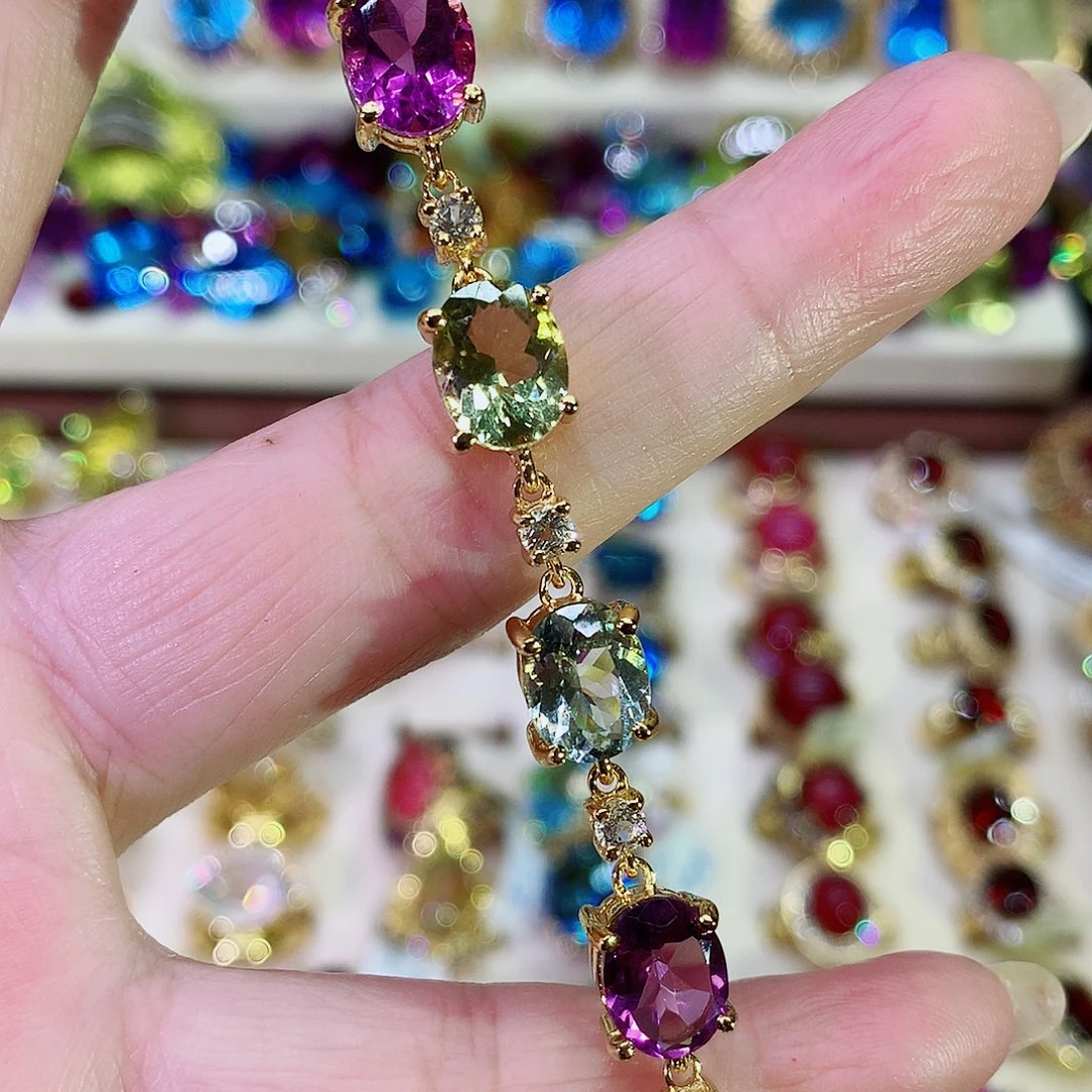 紫晶手链银S925镀金镶嵌