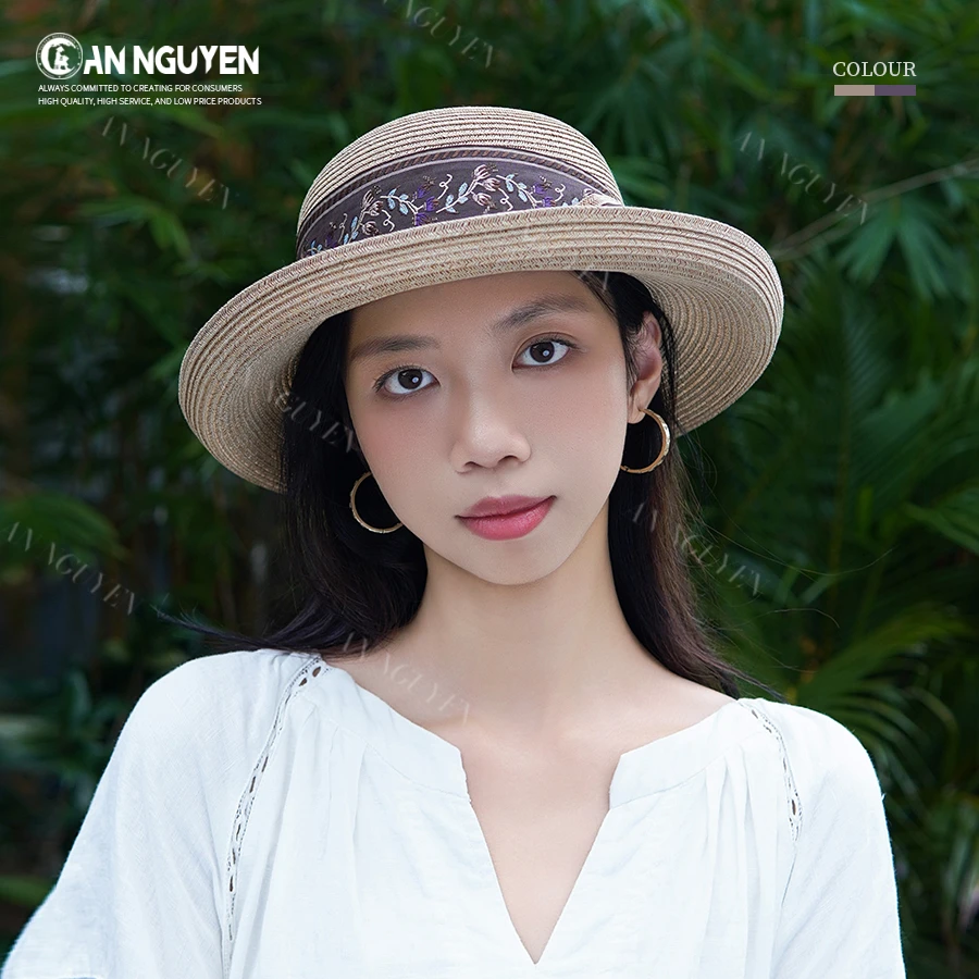 KL新款法式时尚优雅网纱平顶帽夏季复古轻奢高级感礼帽