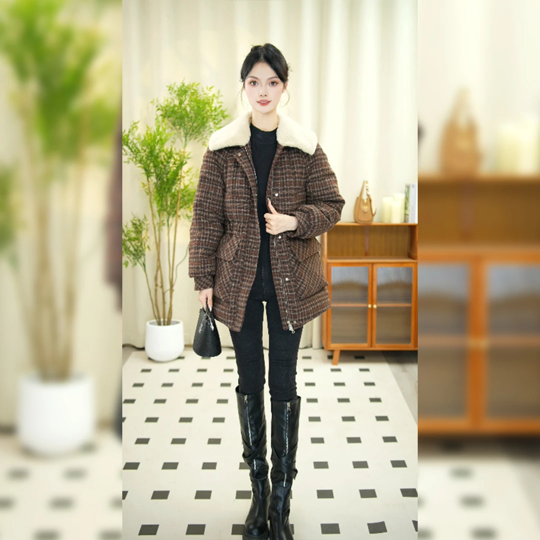 2024新款棉衣女中长款百搭气质保暖冬季厚款棉服女y135