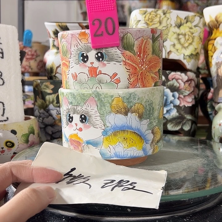 满38包邮 景德镇手绘花盆