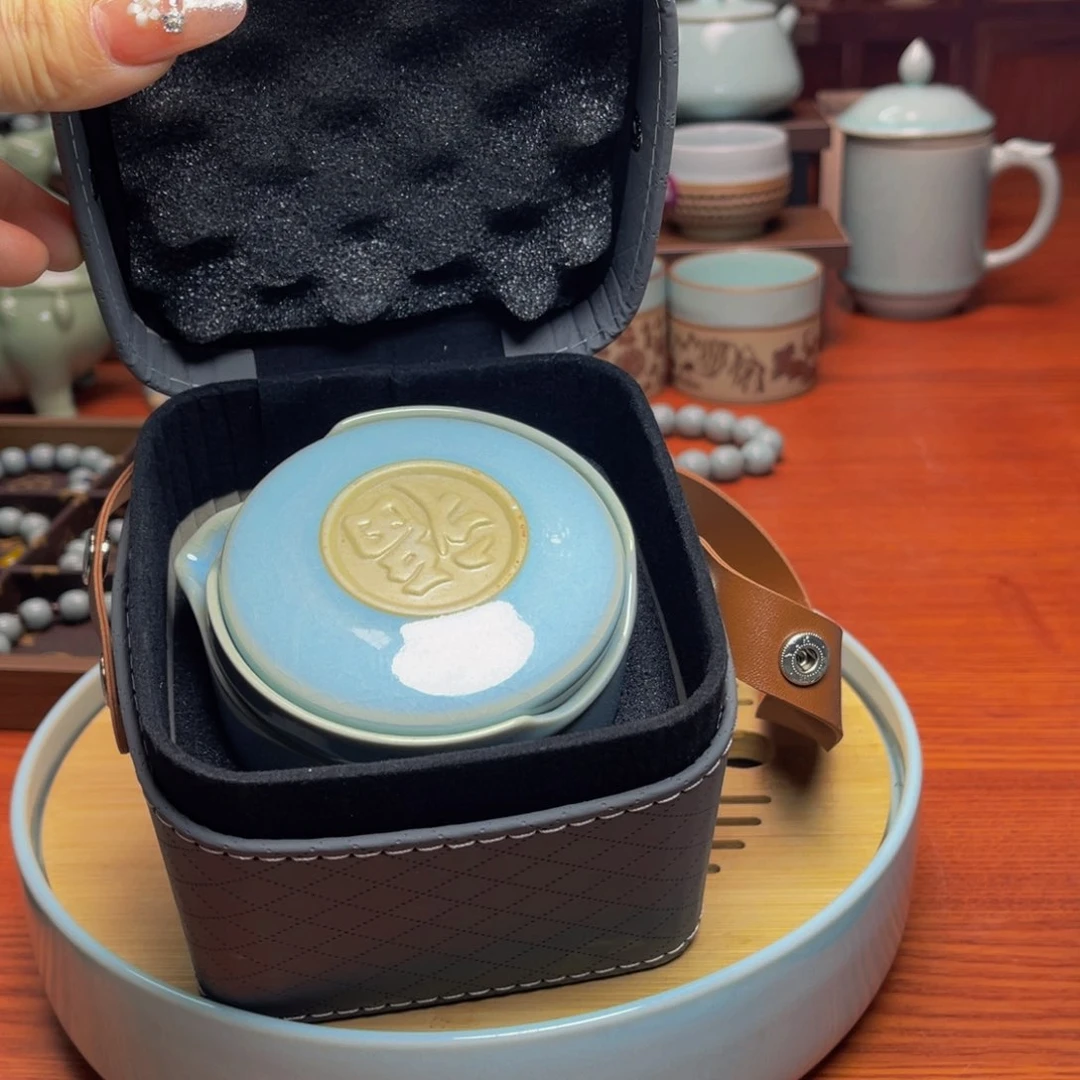 【闪购商品】摆件陶天*阁汝州单壶壶，壶盖碗，串