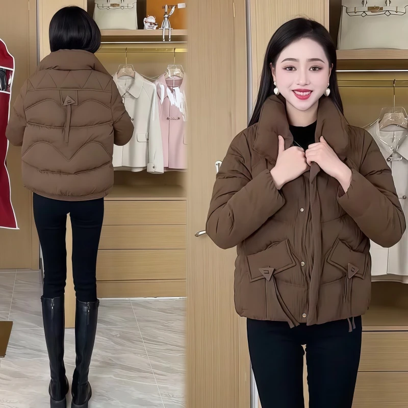 时尚舒适棉服女2025冬季新款小个子显瘦时髦短款棉袄休闲百搭外套
