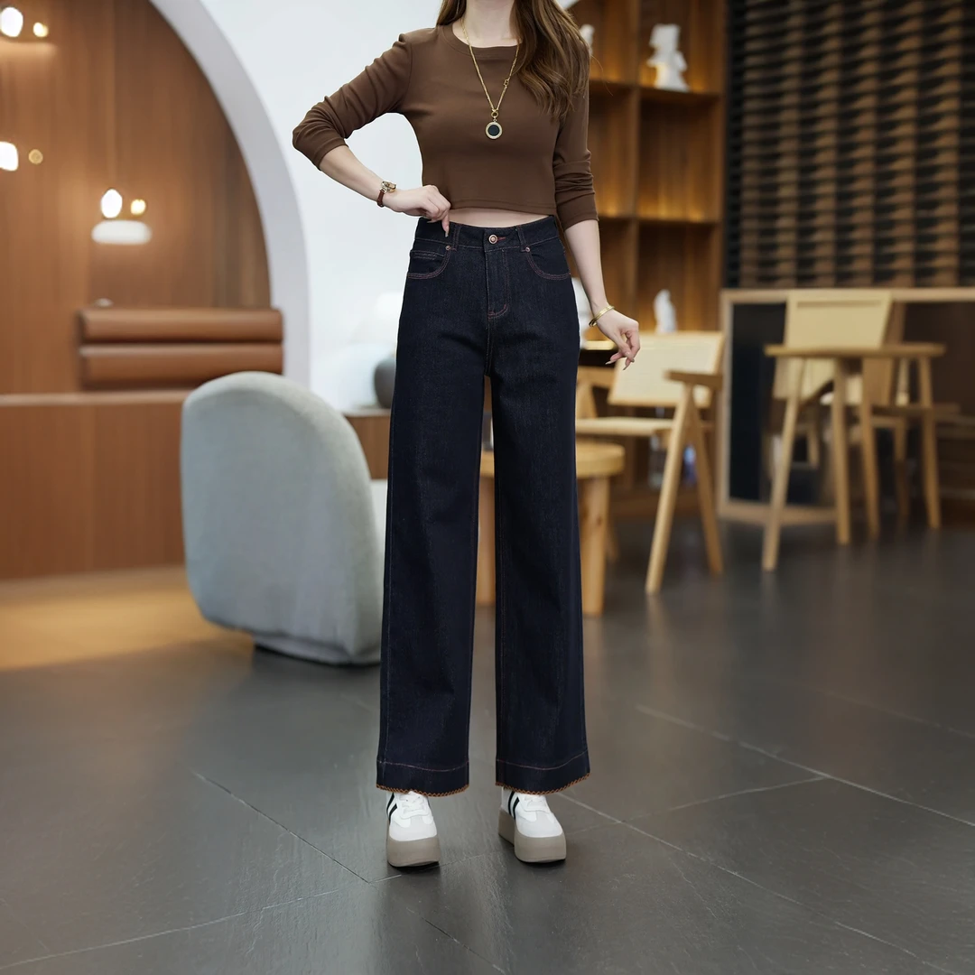 时尚百搭窄版直筒牛仔裤女秋冬季2025新款高腰显瘦高级感烟管裤子