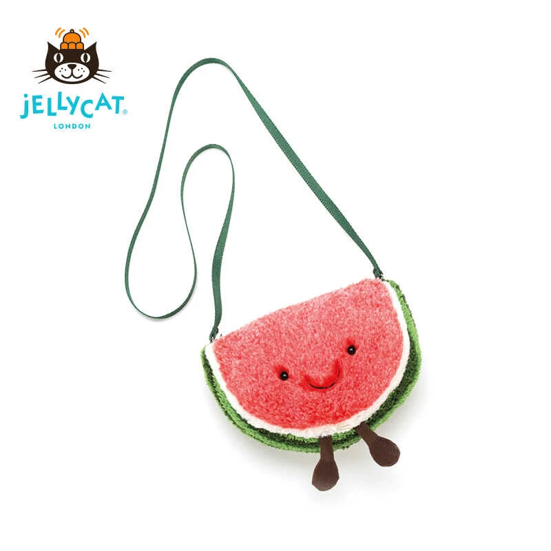 英国jellycat趣味西瓜包单肩斜挎毛绒背包个性可爱礼物送礼
