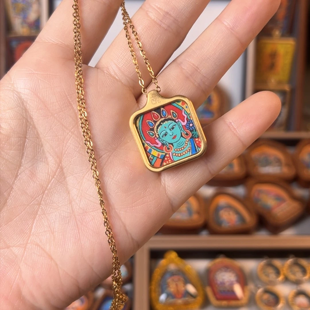 吊坠越**好装裱画单面绿度母