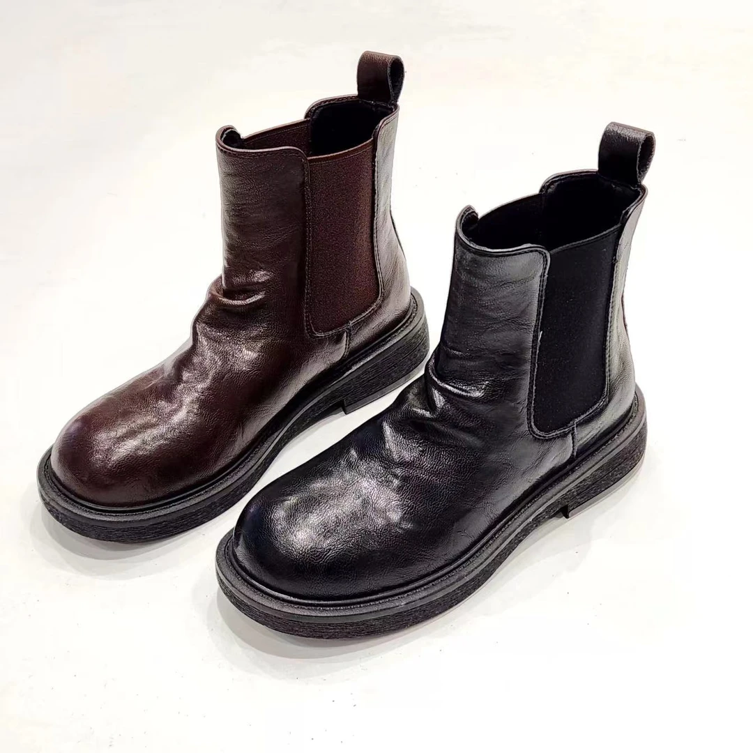 秋冬新款韩版通勤瘦瘦简约粗跟裸靴短靴1556-1(不加绒)