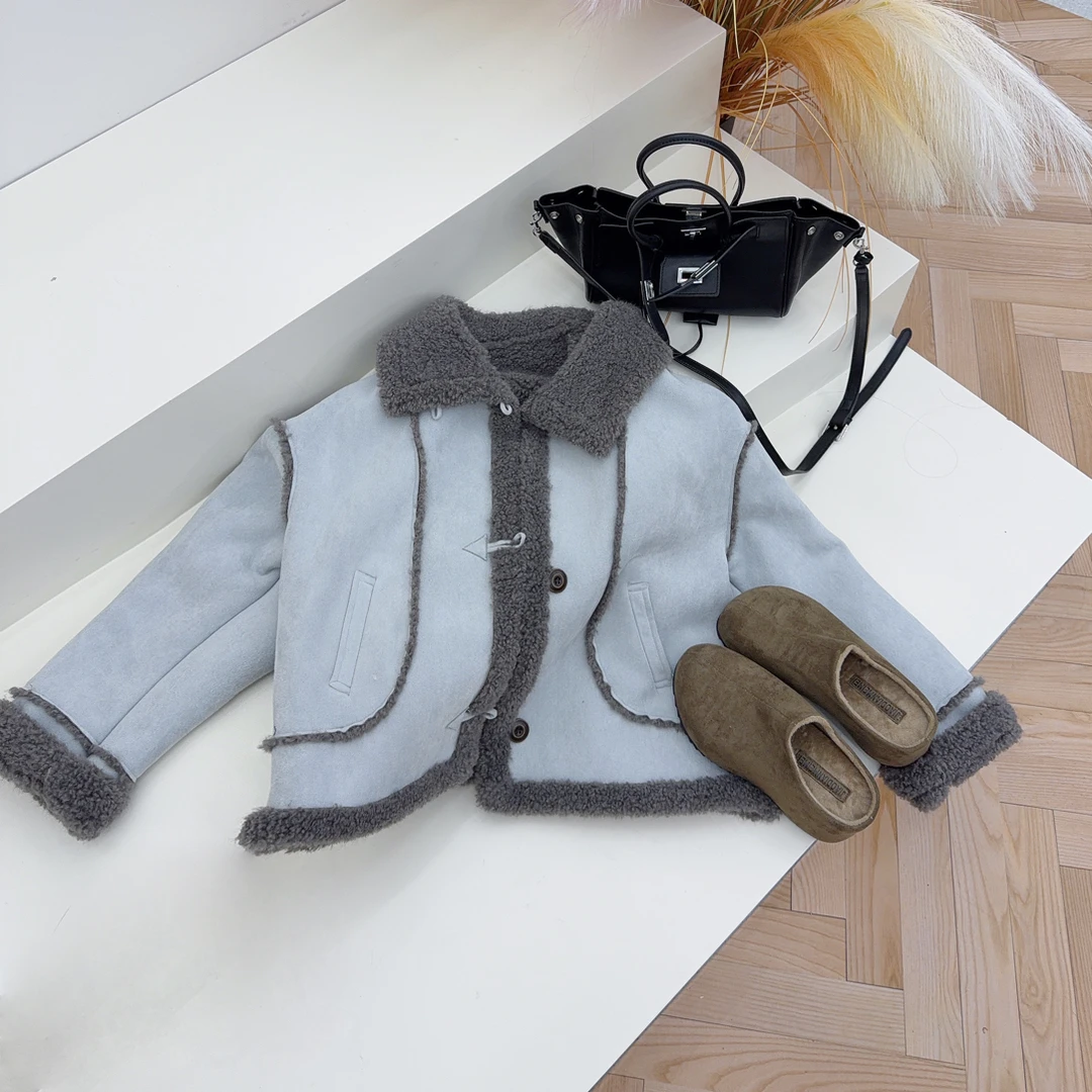 《香香严选》珩绣2025秋冬新款韩式立领外套女保暖加厚麂皮绒Y8689