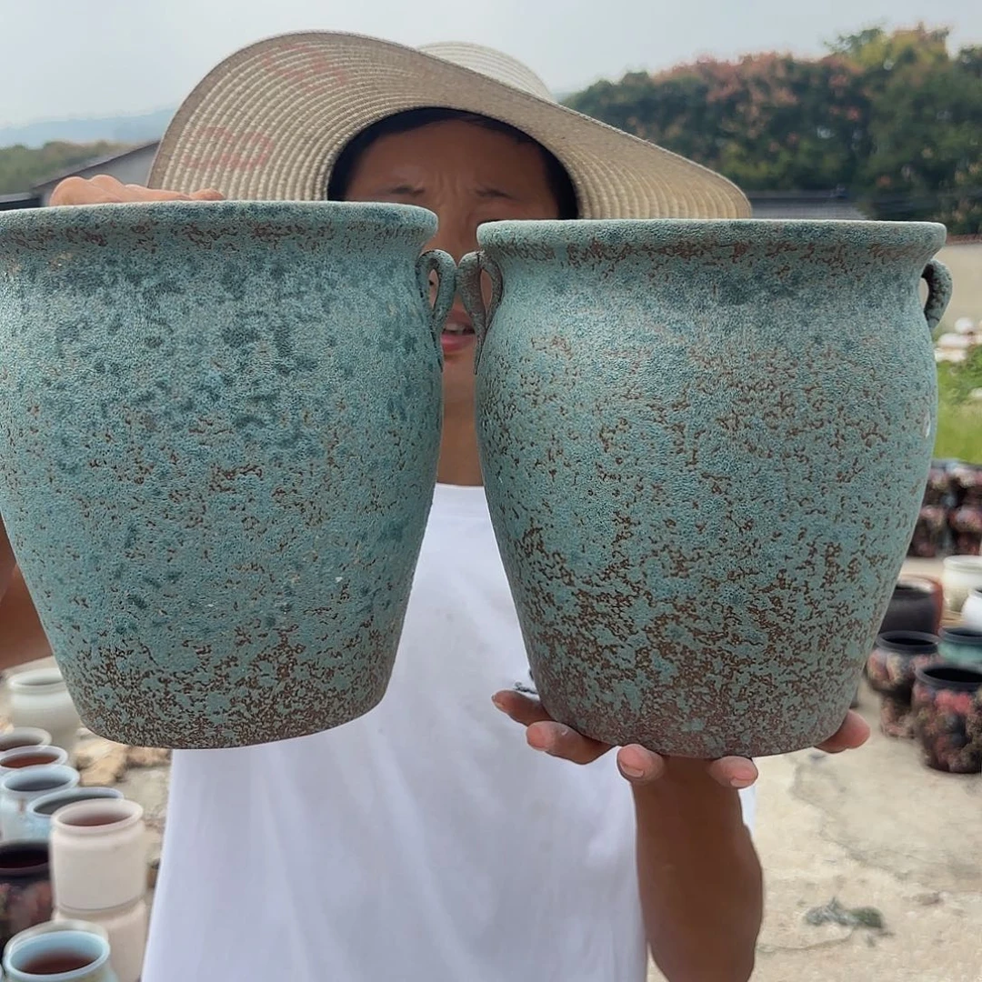 复古绿耳两个口径19高度21