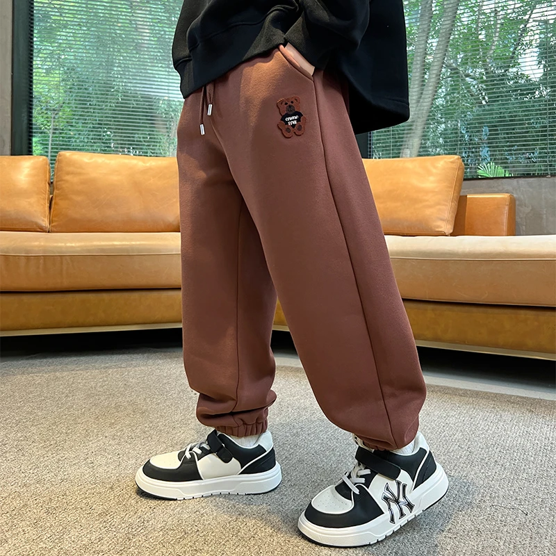 拉夏贝尔反季活动男童加绒裤子中大童冬季加厚卫裤儿童绒运动裤