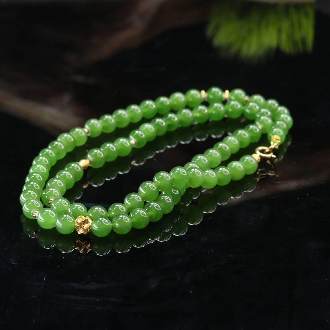 44和田玉碧玉项链/400696上海嘉禾拍卖