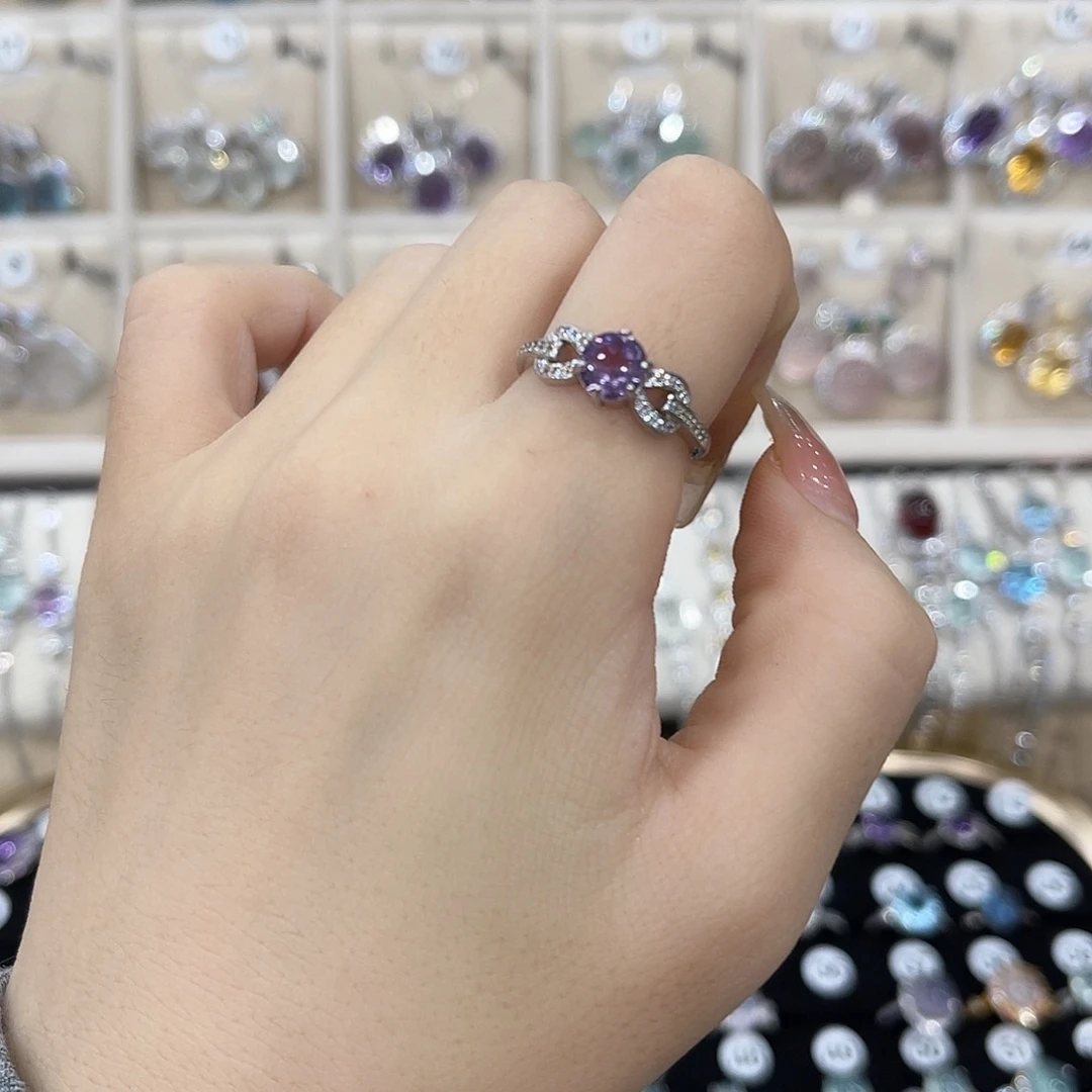 蛇纹石玉银S925镶嵌戒指