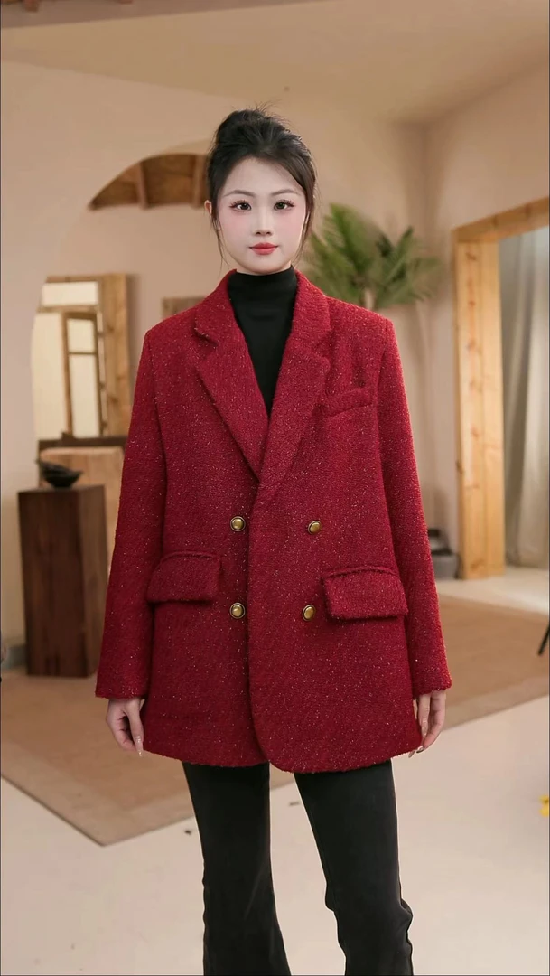 【路路】90白鸭绒西装羽绒服加厚亮丝含毛2024新款冬季外套