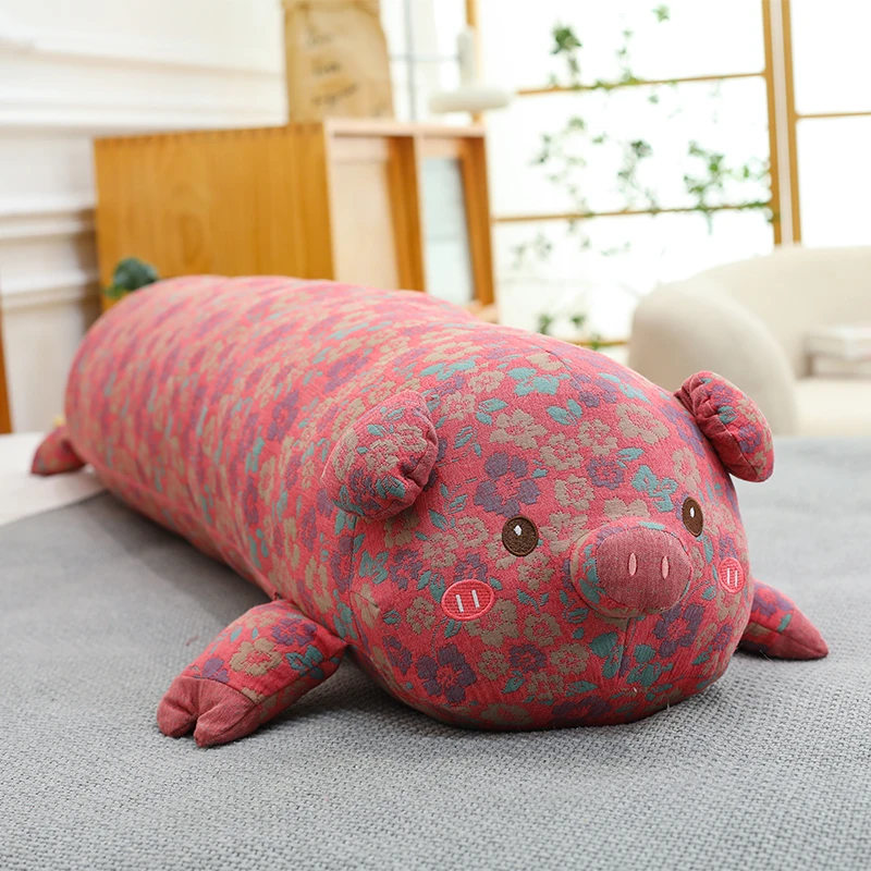 【独立内胆】130CM新款母婴级布艺三层纱可爱碎花趴趴猪陪睡大抱枕
