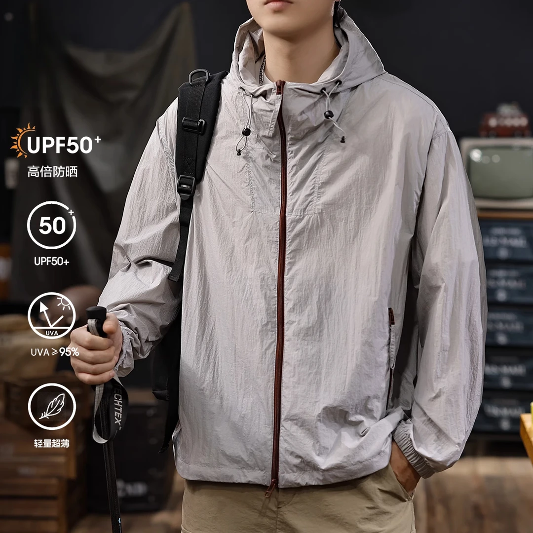 夏季轻薄UPF50+凉感冰丝防晒衣男2025夏季新款户外百搭男款防晒服