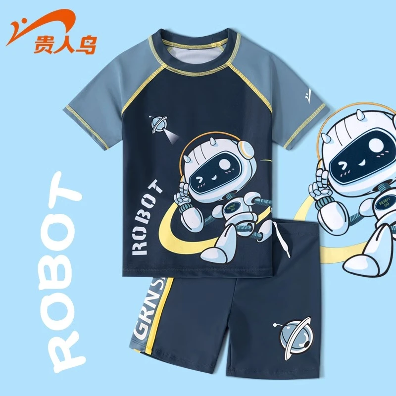 贵人鸟儿童泳衣男童2025新款男孩游泳衣中大童青少年泳装速干套装