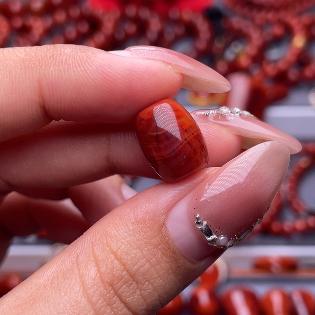 南红玛瑙未镶嵌其他原矿）10mm瓦西玫红双色枣珠