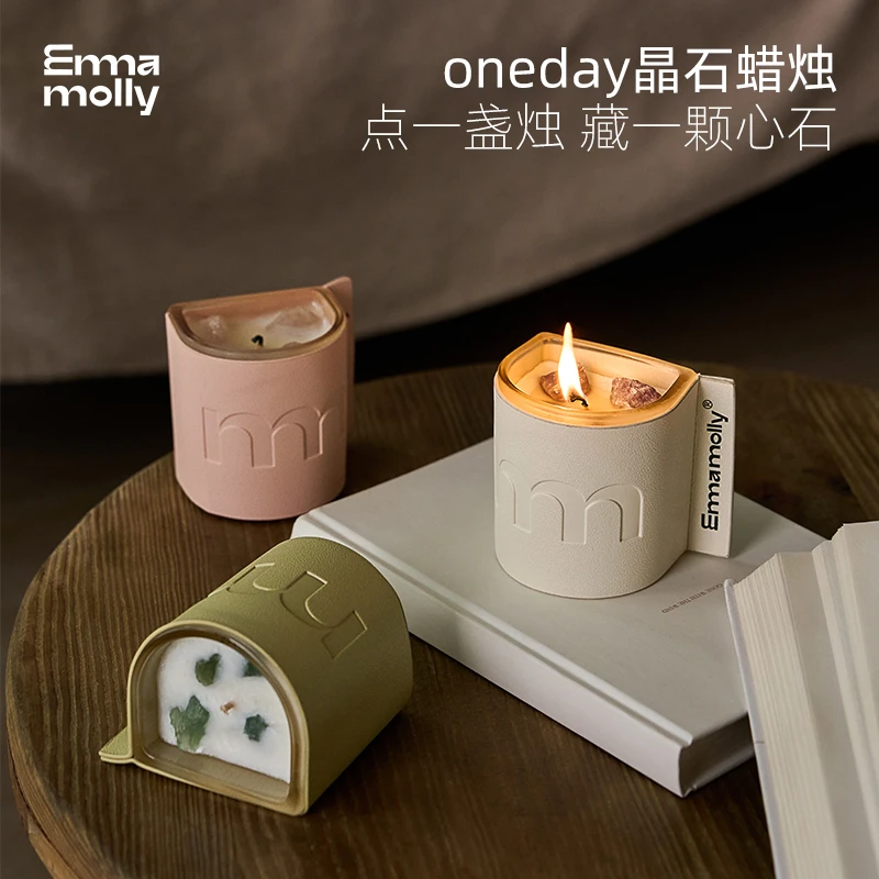 艾玛莫莉oneday能量水晶石香薰蜡烛405g持久香氛送礼生日礼物