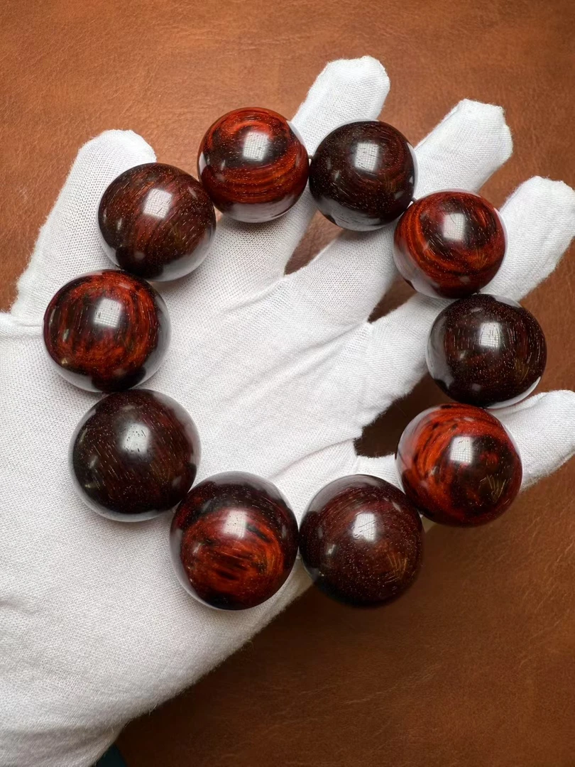 小叶紫檀特大佛珠无胶磨2.5*10颗静心盘玩手串