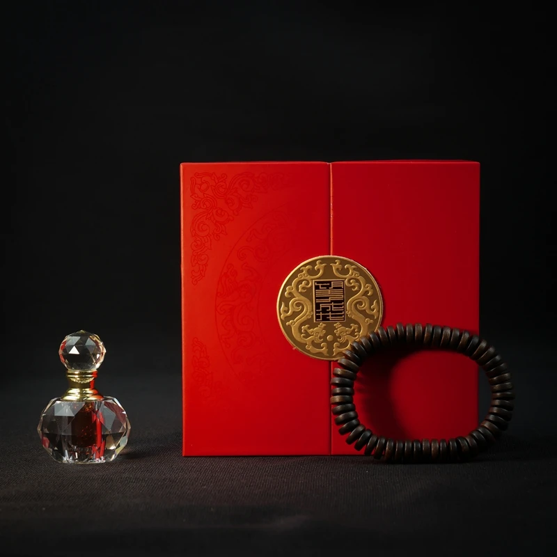 《馆藏限量》红土沉香沉水手串4*10片珠单圈+奇楠精油tz0179