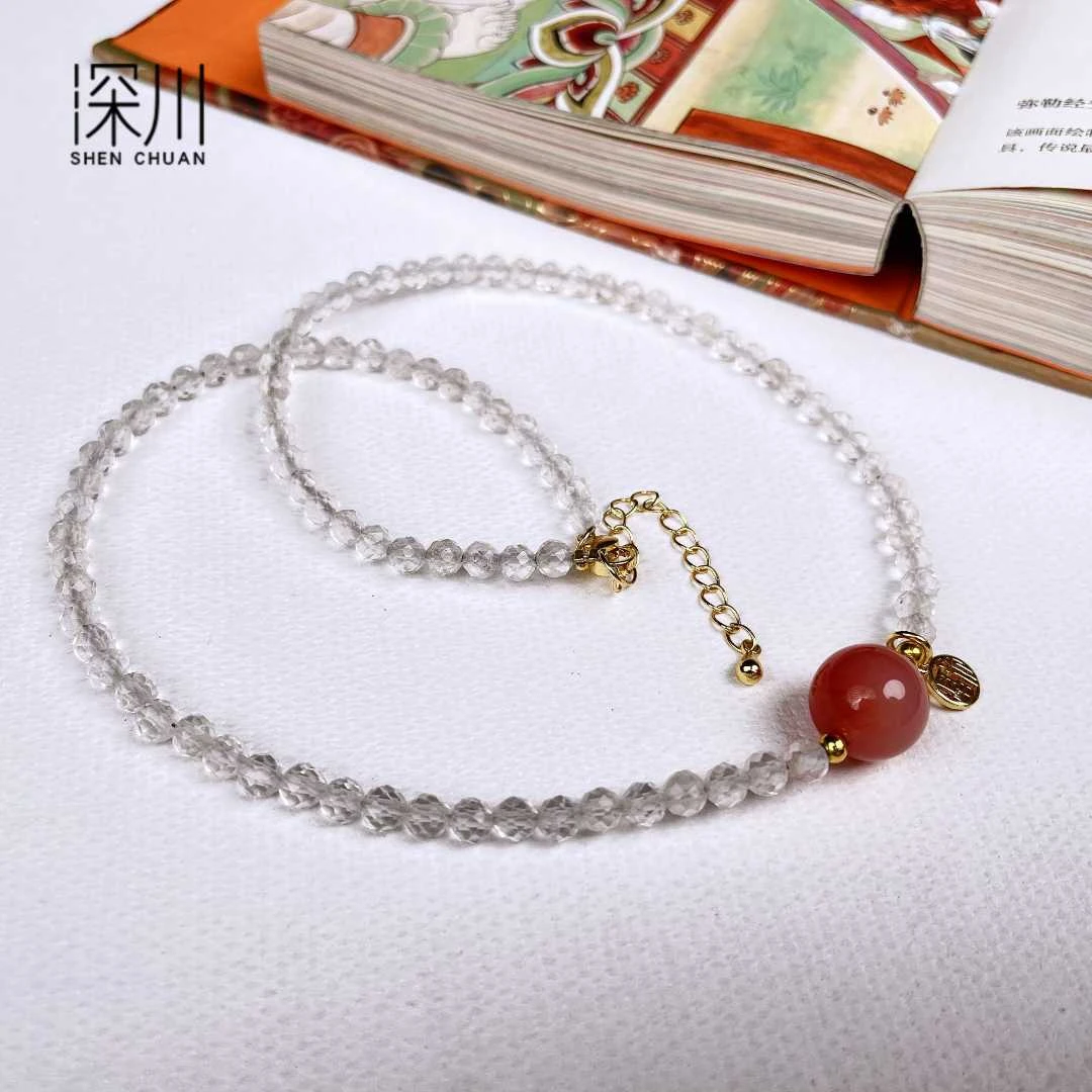 【皎月】SHENCHUAN 深川 白水晶玛瑙项链4m