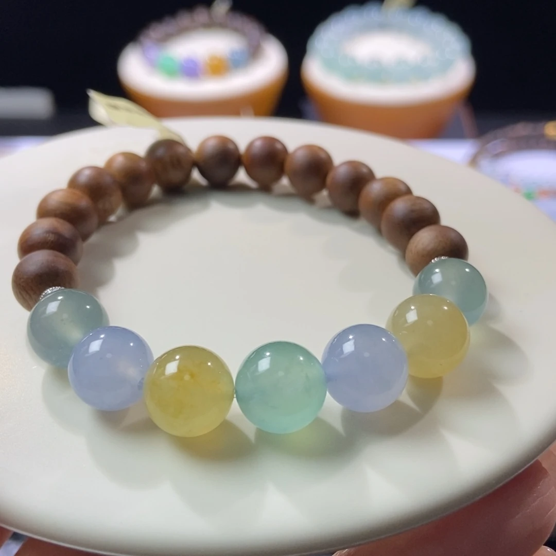翡翠未镶嵌颈饰翡翠糖果色圆珠手串10+mm