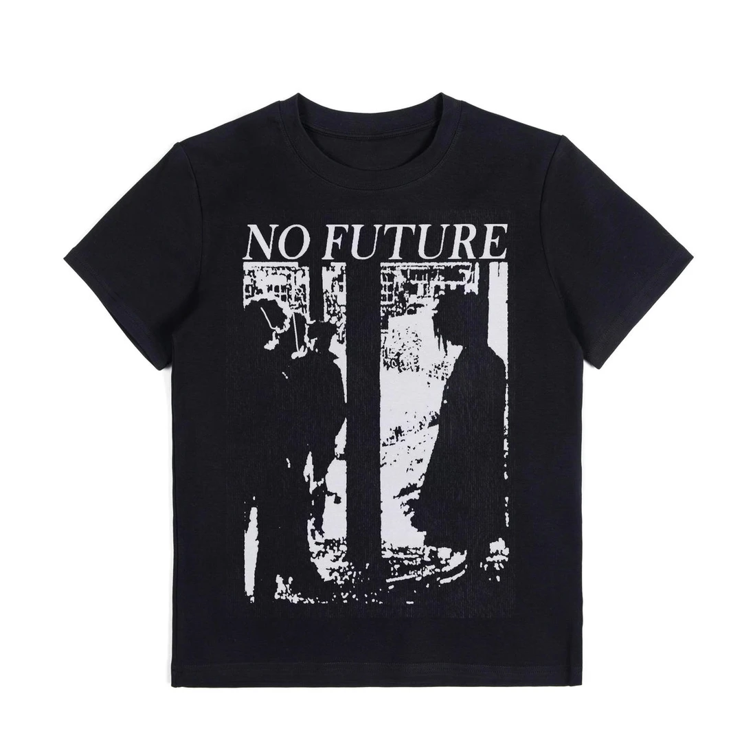 25“”标语图案慵懒印花男女纯棉短袖T恤短袖good