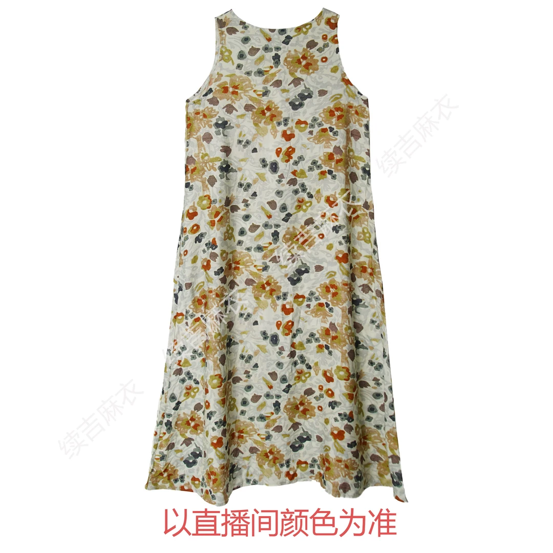 夏-续吉麻衣25-1026【夏日穿搭】碎花气质百搭印花舒适无袖连衣裙