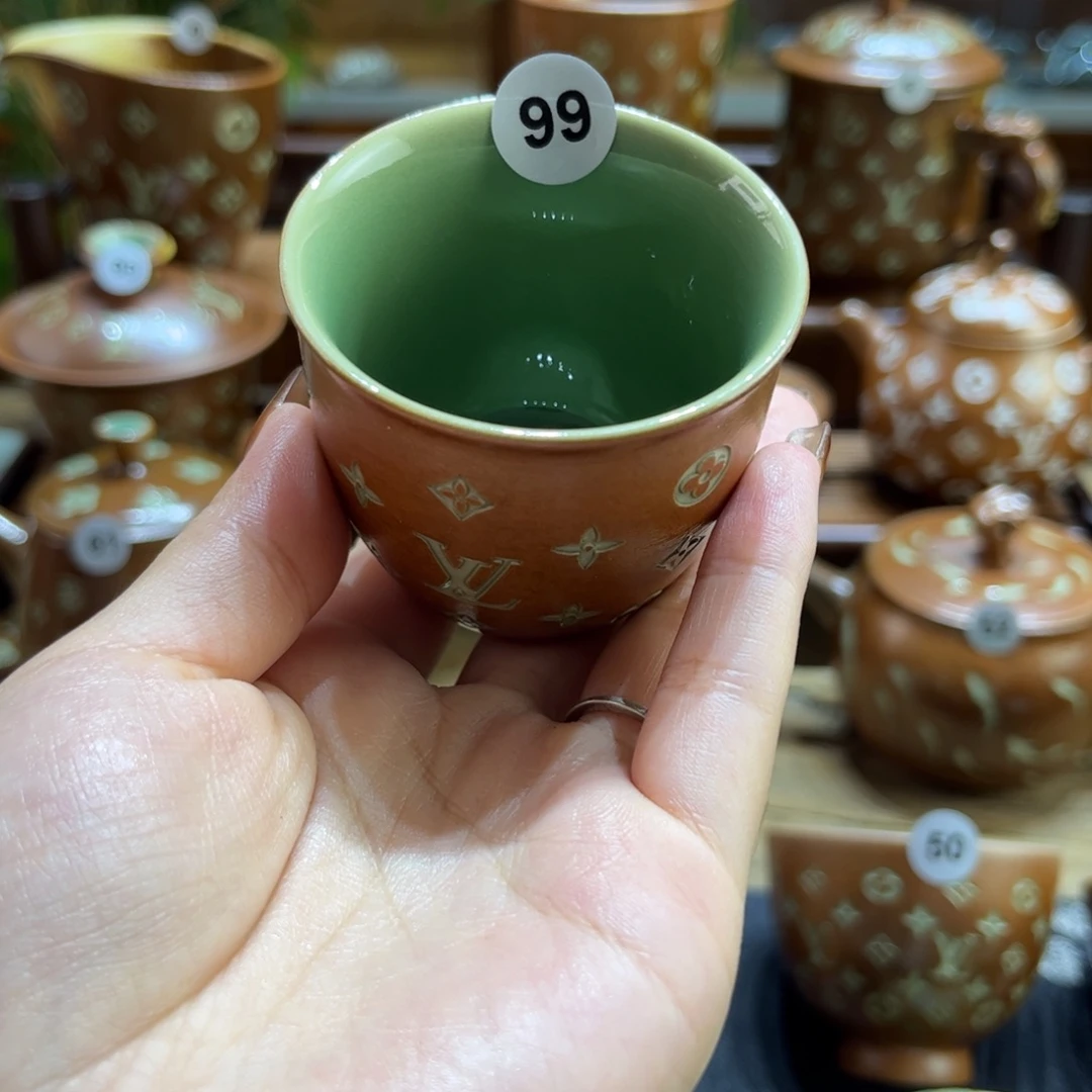 、***草木灰老花双釉杯子2