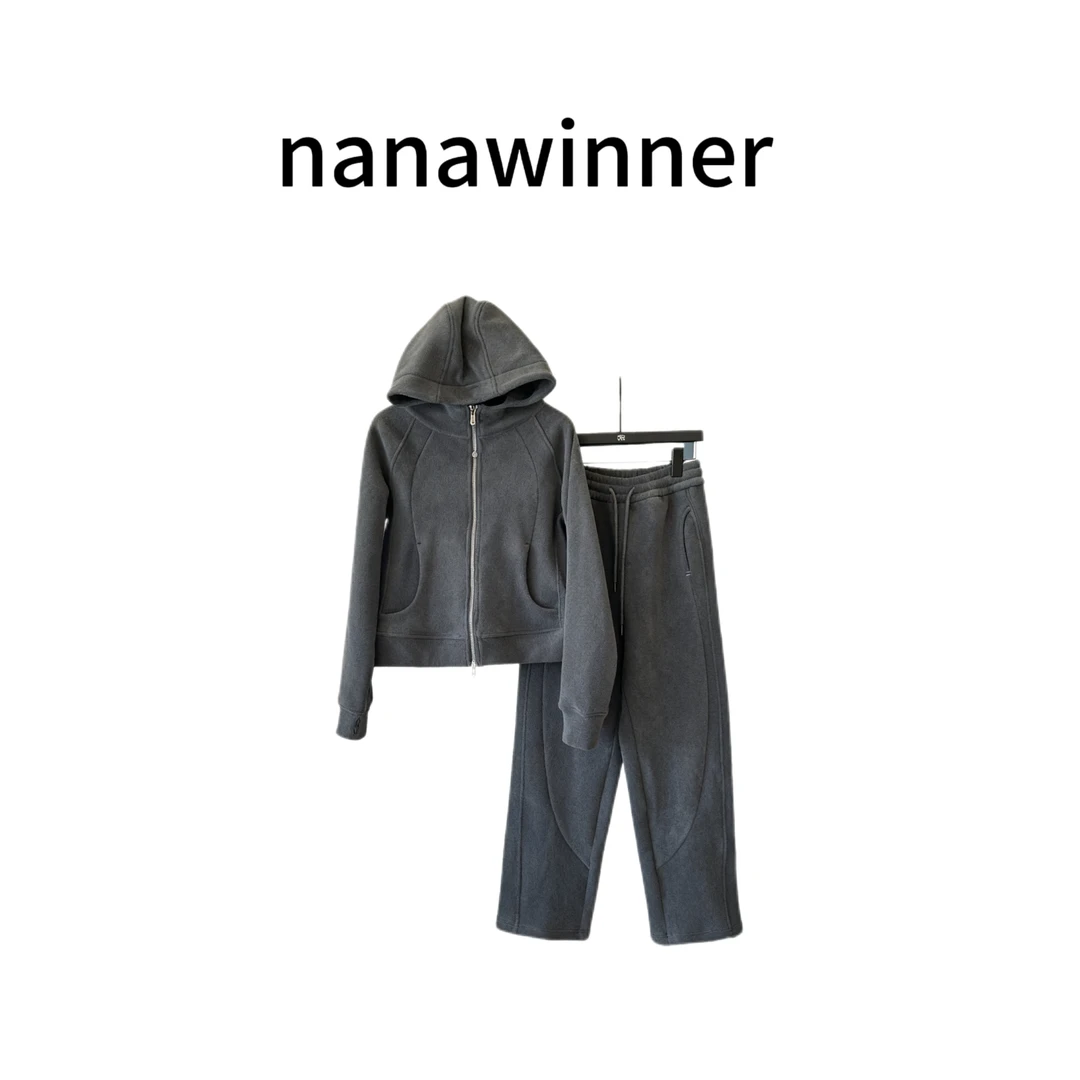 nanawinner【思古巴5.0】摇粒绒加绒加厚百搭加厚连帽两件套