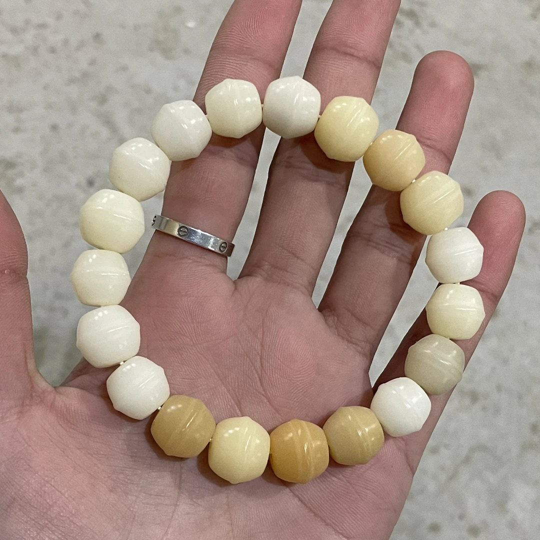 P490蜜罐珠 天然多宝配色 白玉菩提卡11单圈手串