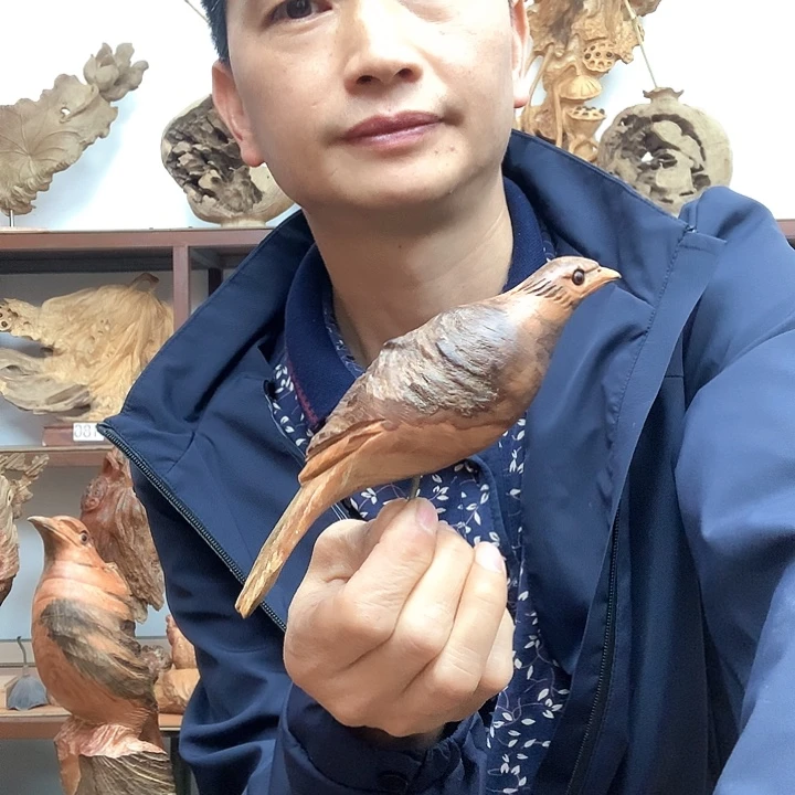 松木?*?琥珀木小鸟摆件