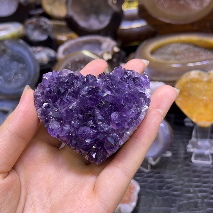 水晶未镶嵌发饰紫晶爱心